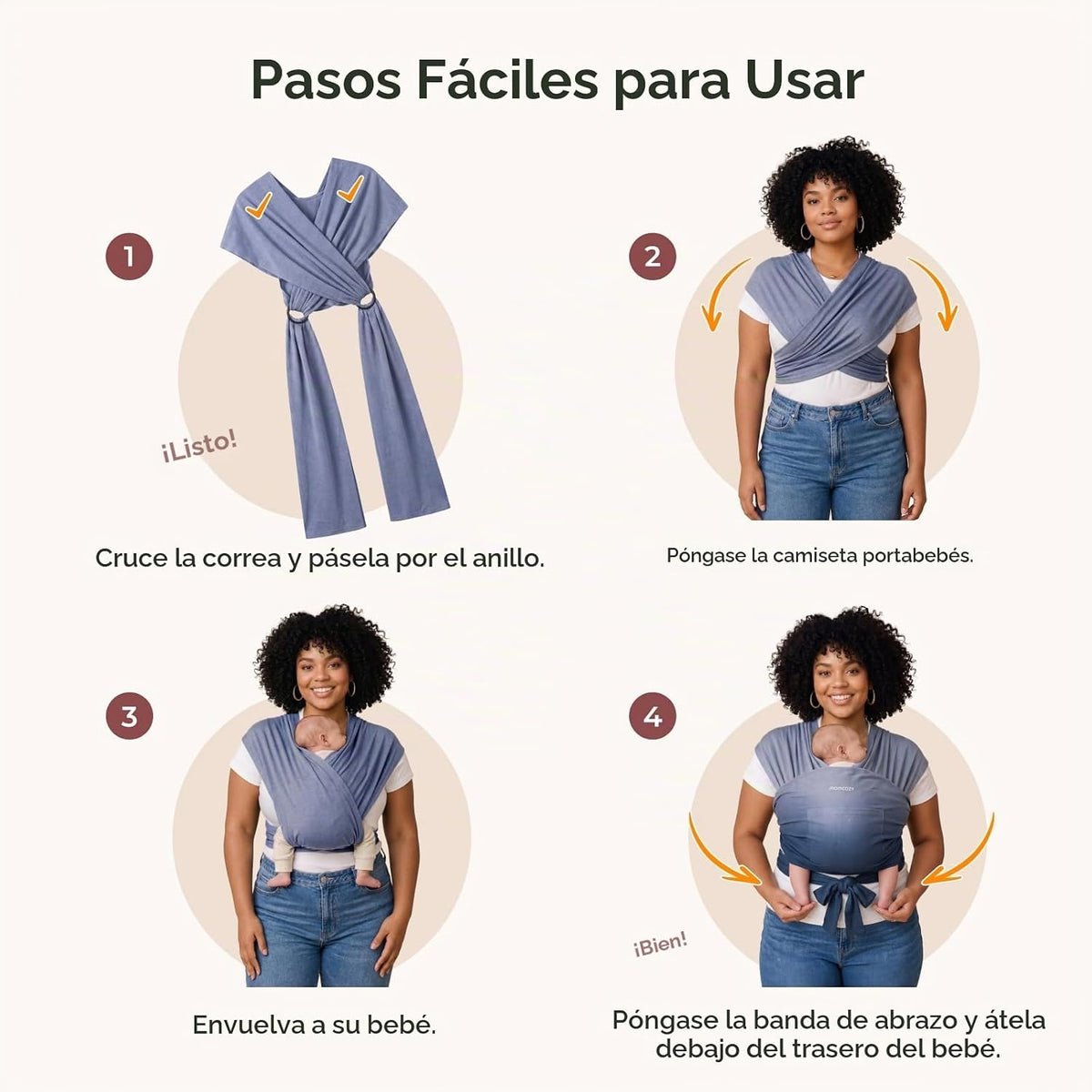 Momcozy Portabebés, diseño fácil de poner de 2 piezas, recién nacid...