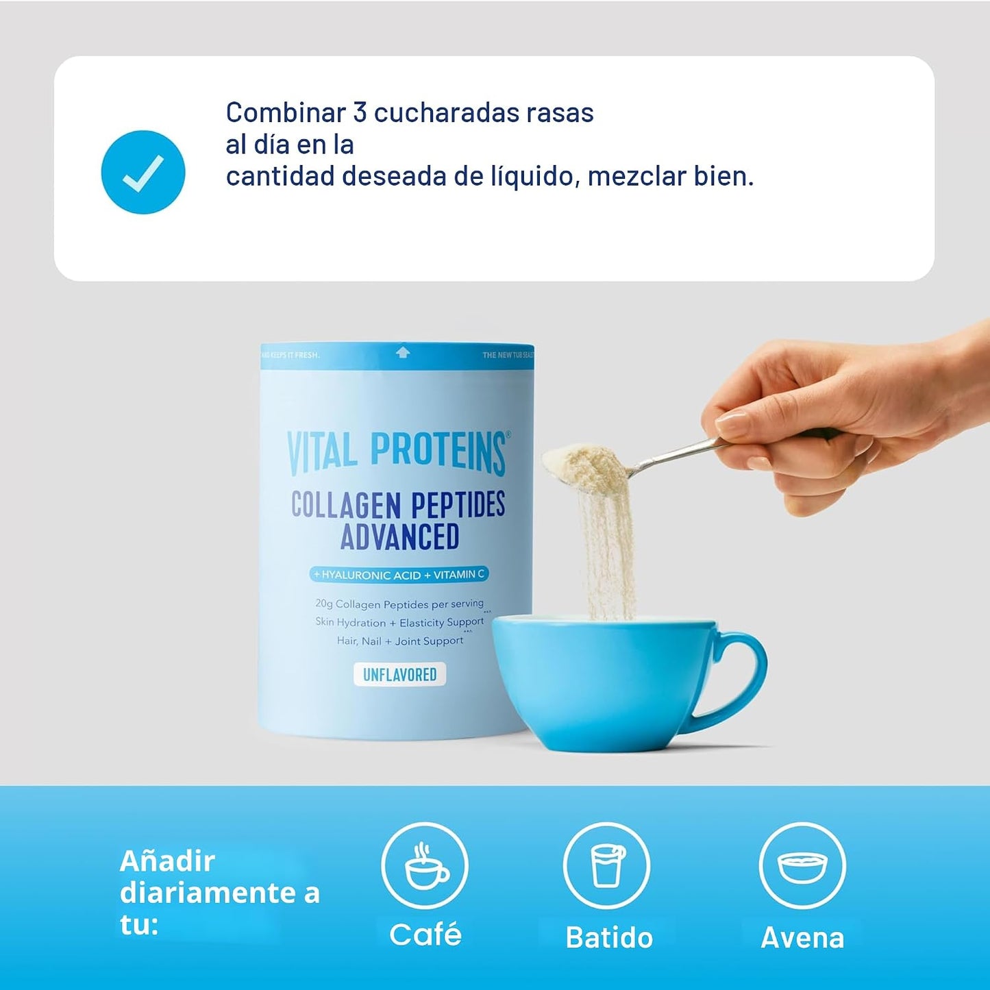 Vital Proteins - Péptidos de colágeno en polvo, de vacas alimentada...