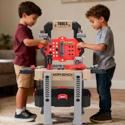 REXBETI Banco de trabajo para niños con taladro eléctrico realista...