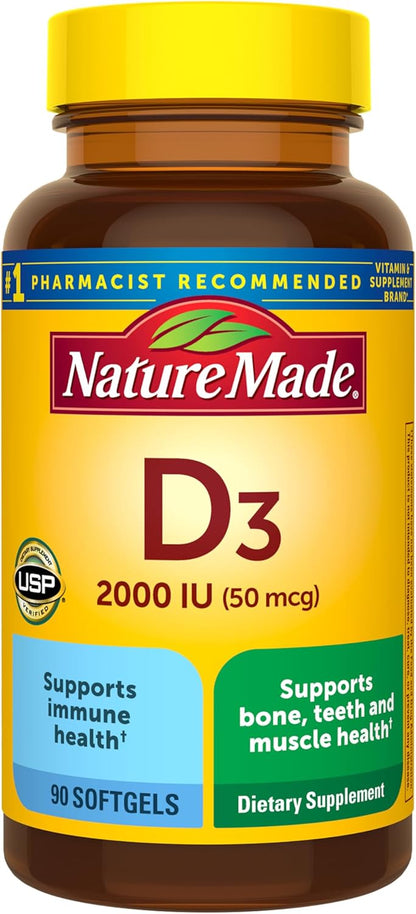 Nature Made Vitamina D3 2000 UI (50 mcg), suplemento de vitamina D...