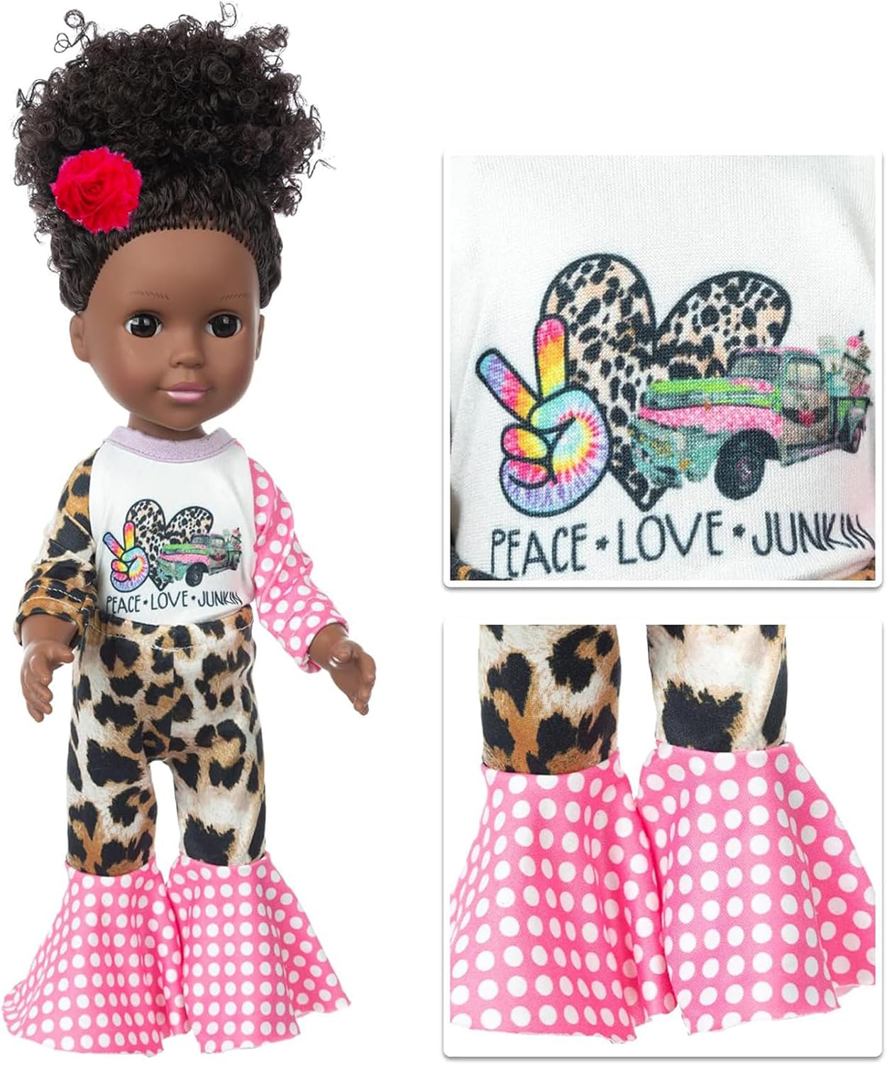 ZQDOLL Conjunto de ropa de muñeca negra y muñeca de bebé, accesorio...
