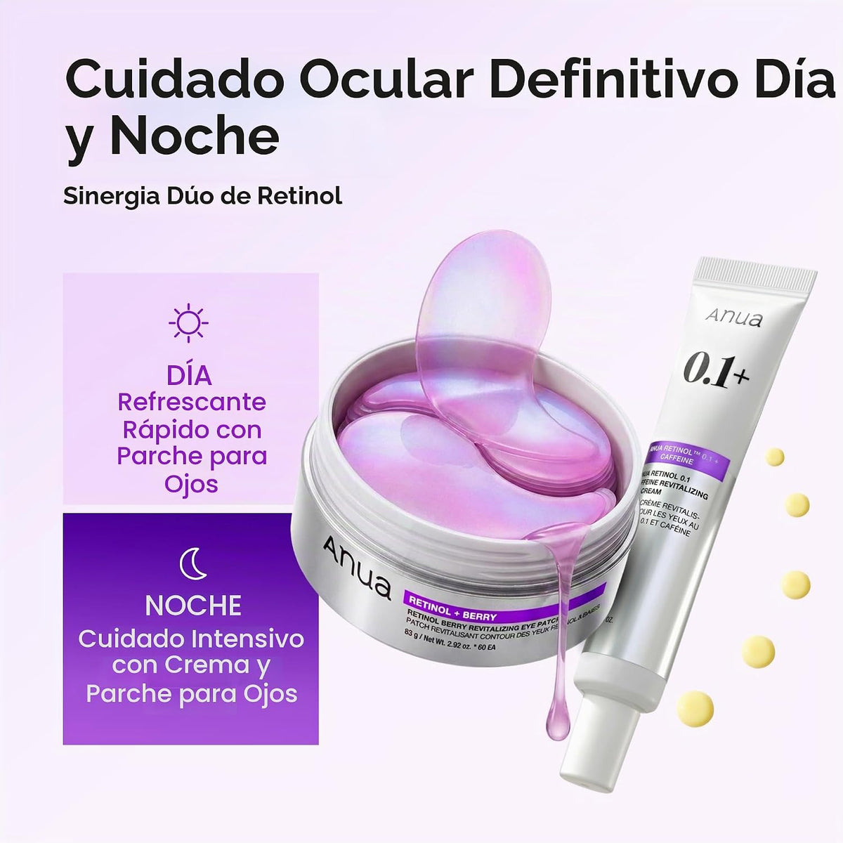 ANUA Parches para Ojos Retinol Berry, 60 unidades | Máscara de hidr...
