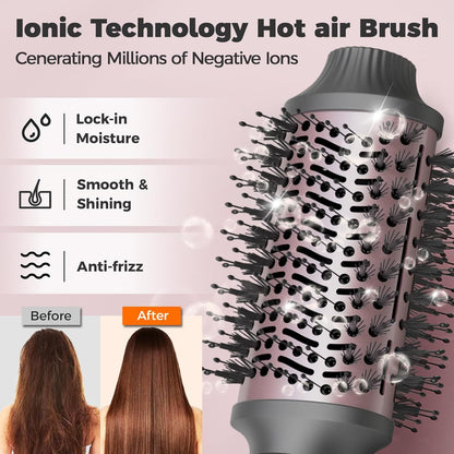 CONFU Cepillo secador de pelo, herramientas de peinado 4 en 1, secador de pelo y estilizador voluminizador con soplado antiencrespamiento de iones negativos, cepillo de aire caliente para secar
