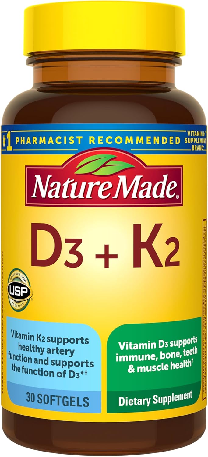 Nature Made Suplemento de Vitamina D3 K2, 5000 UI (125 mcg) Vitamin...