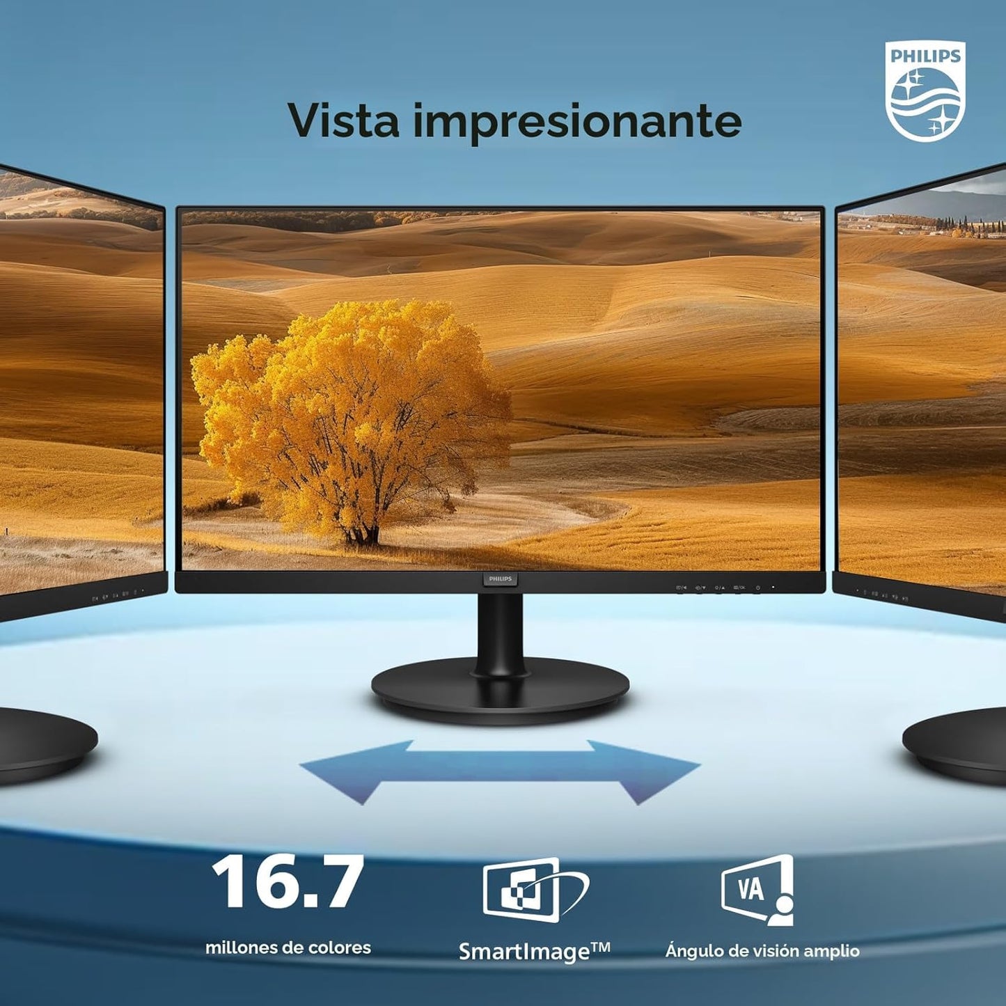 Philips Nuevo Monitor Full HD (1920 x 1080) de 24 pulgadas sin marco, 100Hz, VESA, HDMI x1, Puerto VGA x1, Cuidado de los ojos, Garantía de reemplazo anticipado de 4 años, 241V8LB, Negro