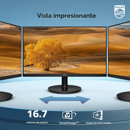 Philips Nuevo Monitor Full HD (1920 x 1080) de 24 pulgadas sin marco, 100Hz, VESA, HDMI x1, Puerto VGA x1, Cuidado de los ojos, Garantía de reemplazo anticipado de 4 años, 241V8LB, Negro