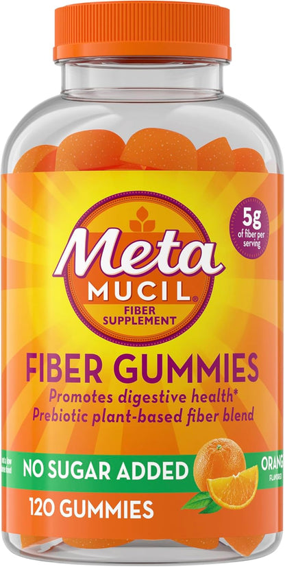 Metamucil Gomitas de fibra para adultos, sabor a naranja sin azúcar...