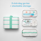 Frida Baby - Kit de viaje para botiquín móvil, set de regalo esencial para bebés, incluye NoseFrida Snotsucker, termómetro rectal, dispensador de medicamentos MediFrida con estuche de transporte portátil
