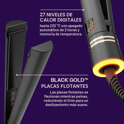 HOT TOOLS Pro Artist - Plancha plana iónica de oro negro de 1 1\/4...