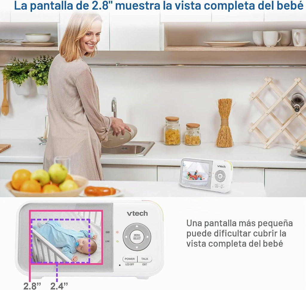 VTech VM923-2 Monitor de bebé, pantalla de 2.8 pulgadas, rango de 1...