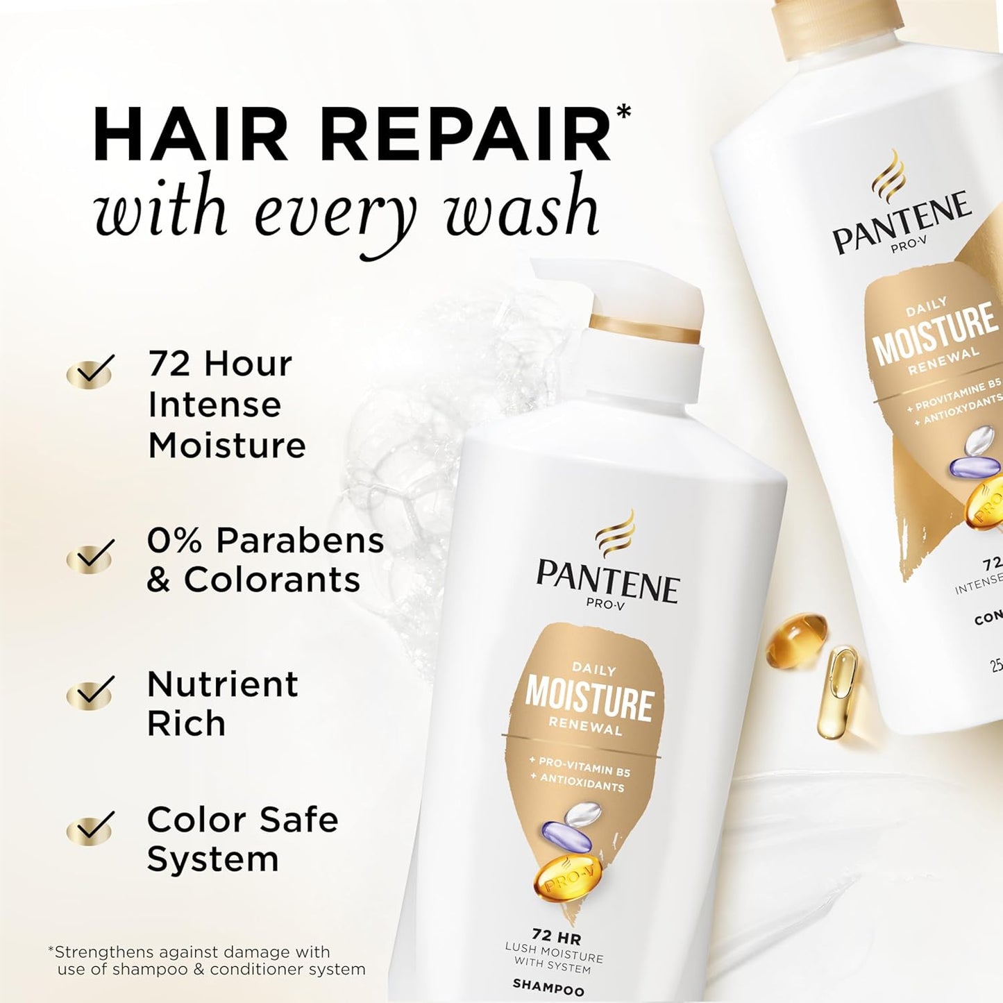 Pantene Juego de champú y acondicionador, renovación diaria de la h...