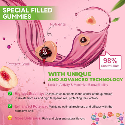 Totaria Gomitas multivitamínicas sin azúcar para mujeres mayores de...