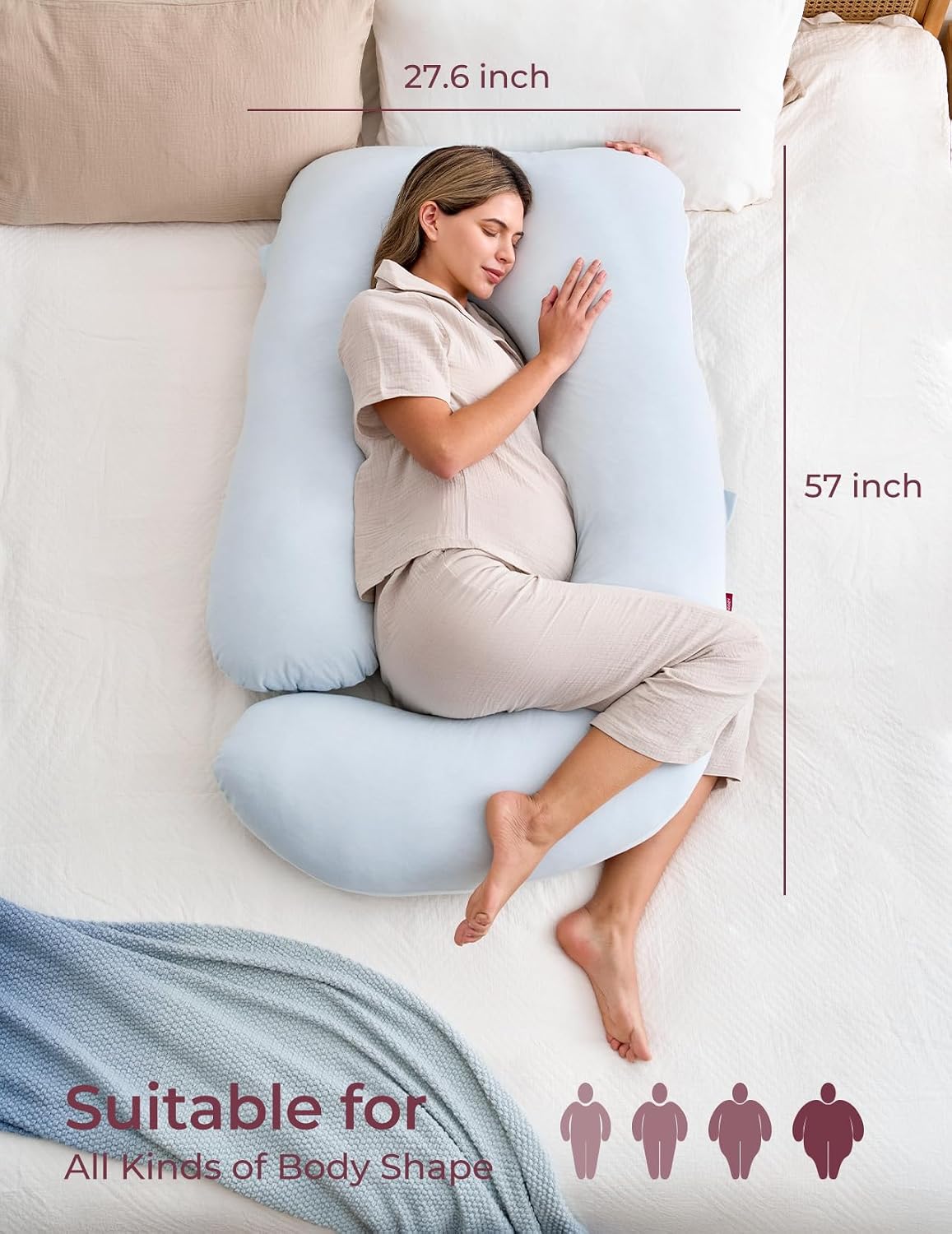 Momcozy Almohadas de embarazo para dormir, almohada en forma de U d...