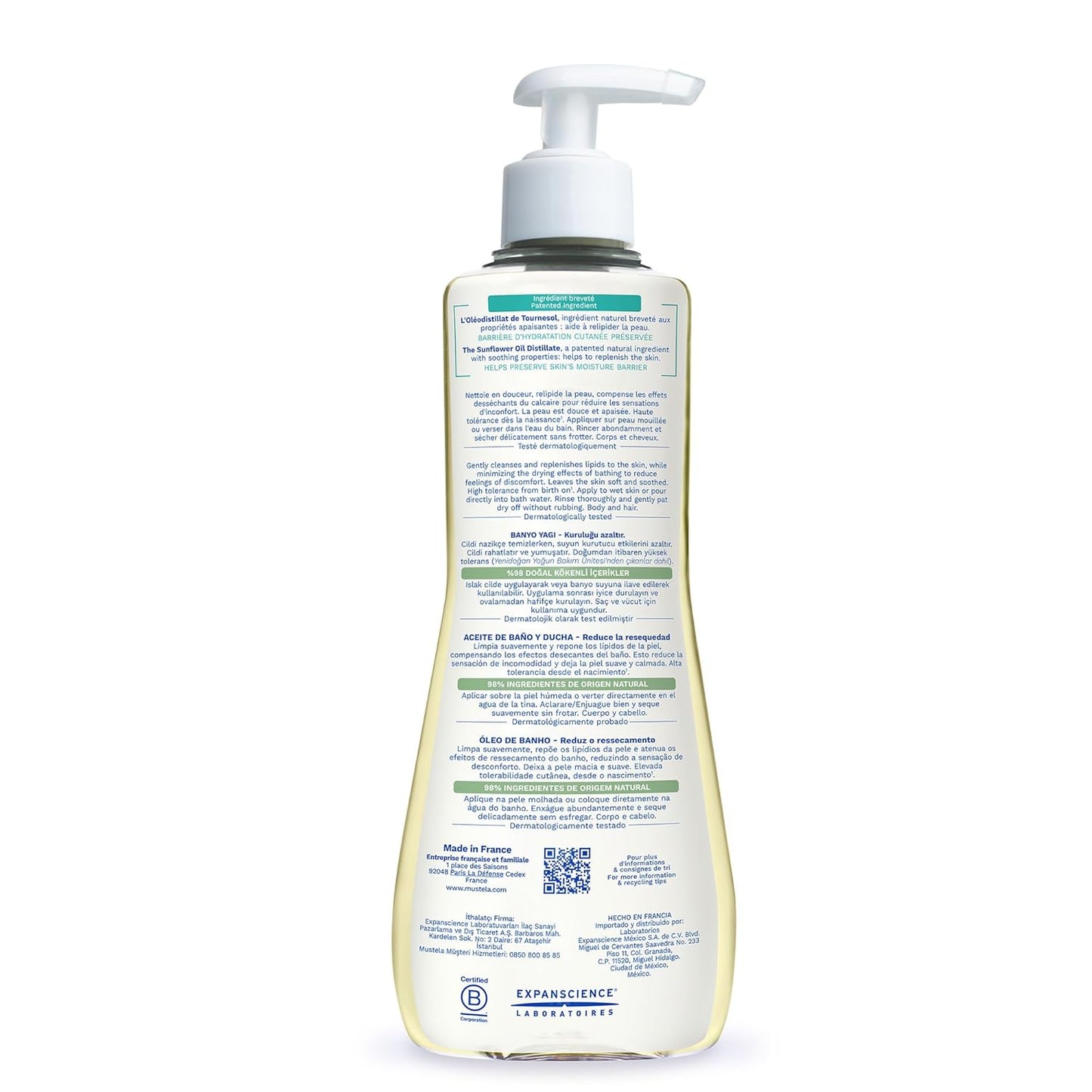 Mustela Stelatopia Aceite Limpiador para Piel con Tendencia al Eczema - Jabón para el Cuerpo del Bebé con Aceite Natural de Aguacate y Girasol - Esenciales de Cuidado de la Piel Familiar - Verificado
