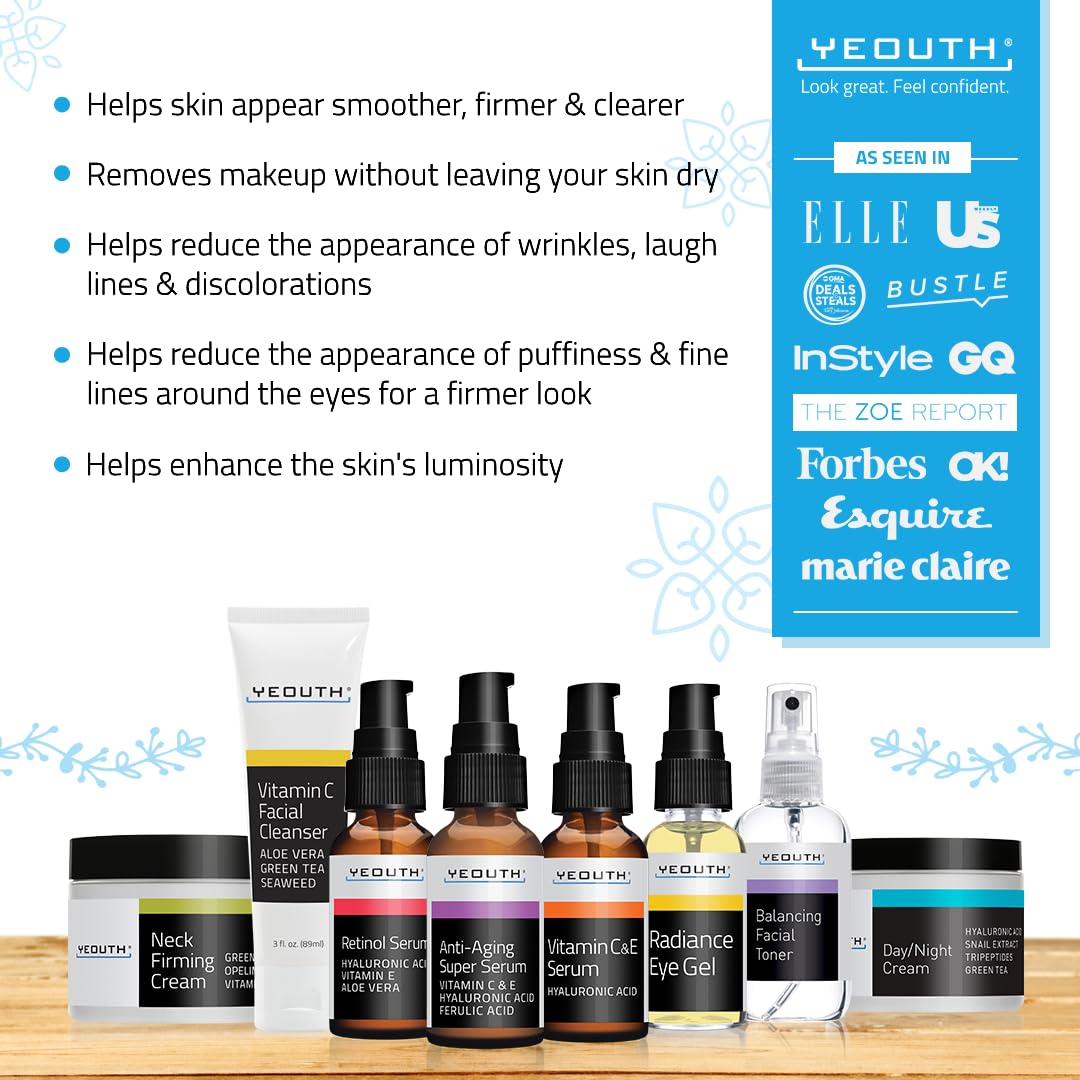 YEOUTH Set de cuidado de la piel: suero de retinol con ácido hialur...