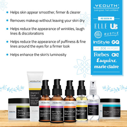 YEOUTH Set de cuidado de la piel: suero de retinol con ácido hialur...