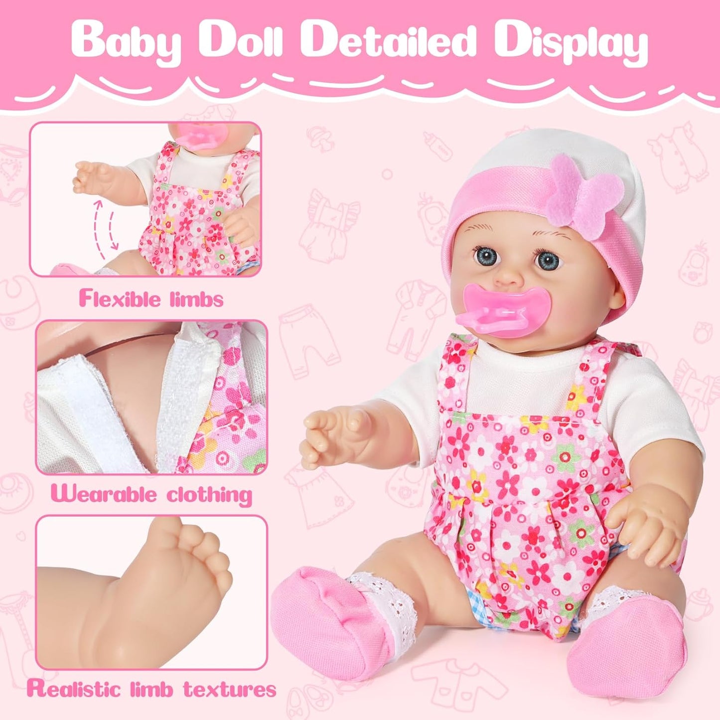 Mastom Set de Juguetes de Muñeca de Bebé de 12 Pulgadas con 4 Traje...