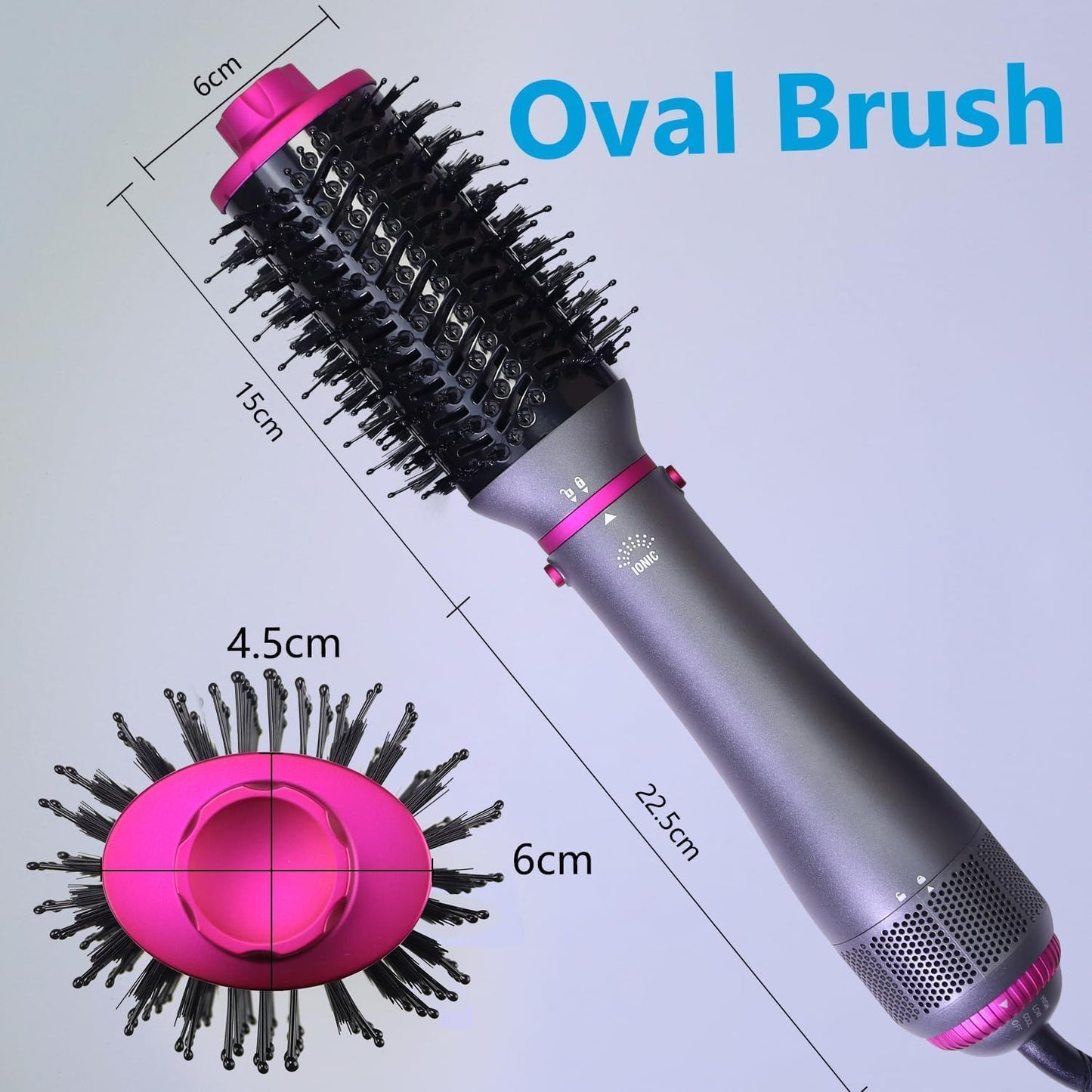 Cepillo secador de pelo 4 en 1, cepillo de soplado, multipeinador, secador de pelo desmontable de iones negativos con difusor, cepillo de aire caliente, con cepillo de peine para mujeres, salón, hogar