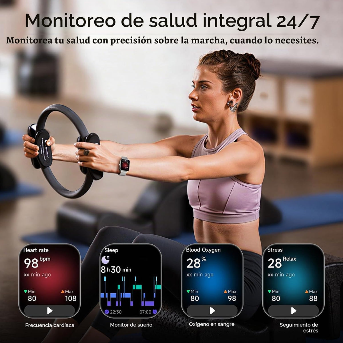 Tensky Reloj inteligente para mujer, 1.85 pulgadas HD AMOLED Fitnes...