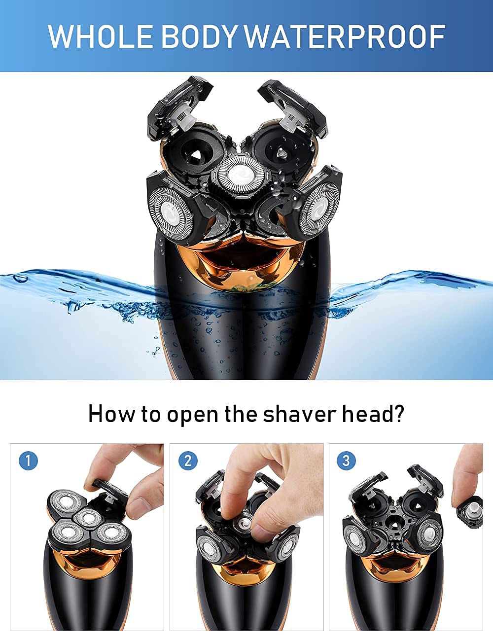 Afeitadoras eléctricas para hombres, afeitadoras 5 en 1 de cabeza c...