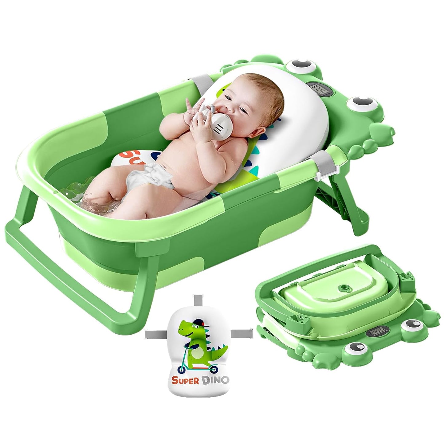 Bañera plegable para recién nacidos a niños pequeños con monitor de...