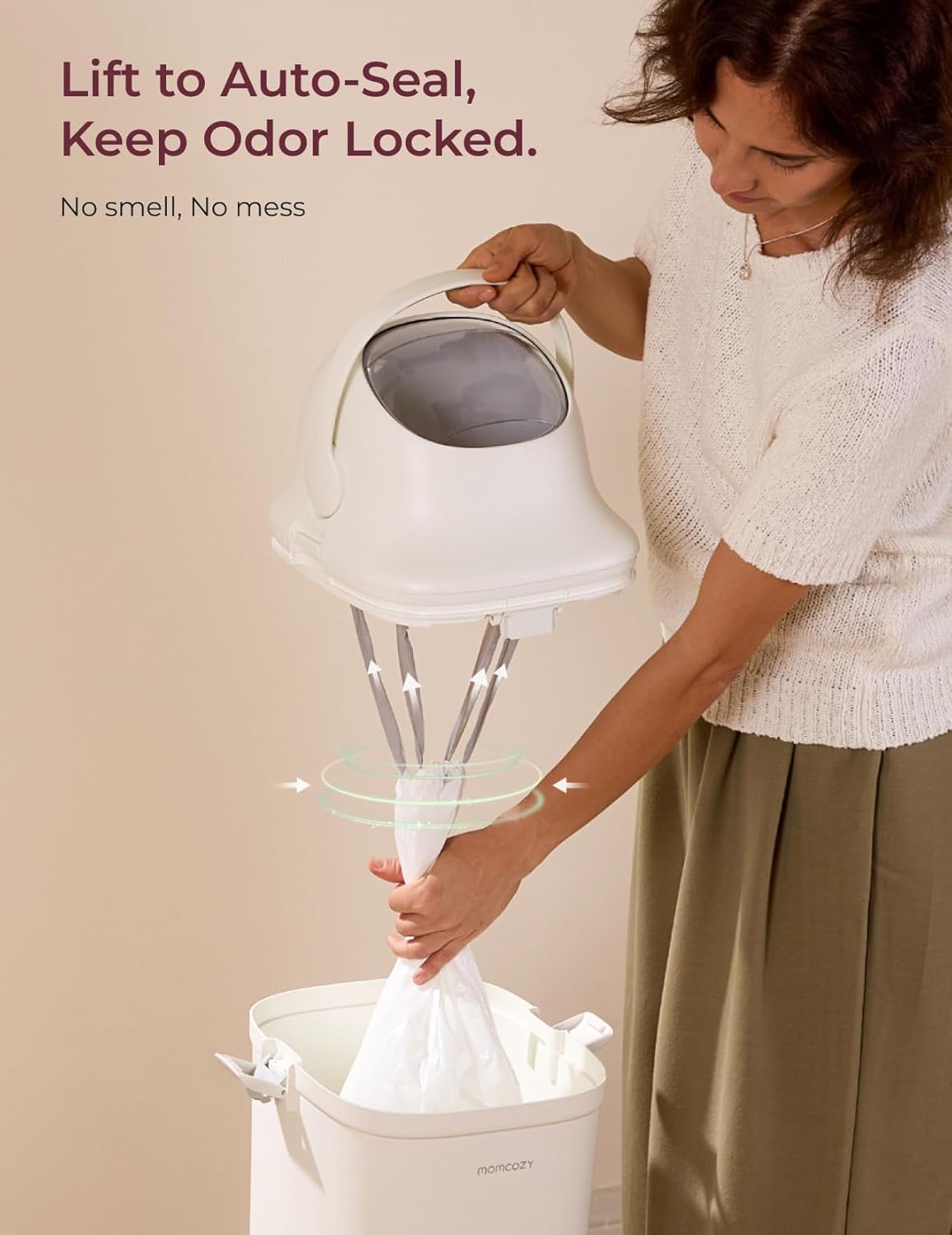 Momcozy Cubo de pañales con control de olores patentado de triple s...