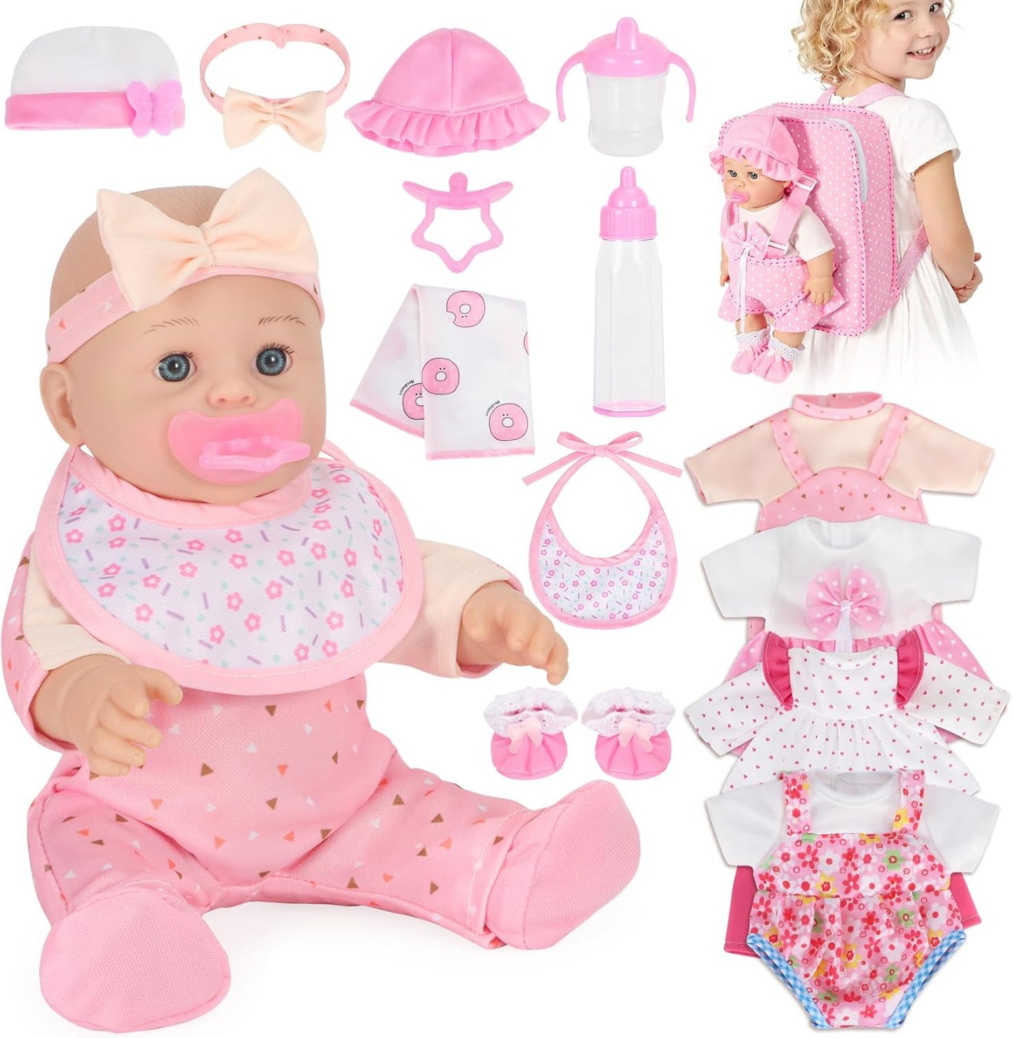 Mastom Set de Juguetes de Muñeca de Bebé de 12 Pulgadas con 4 Traje...