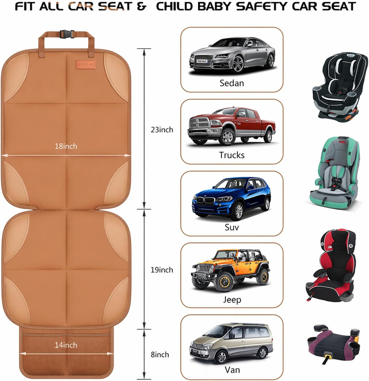 SMART ELF Paquete de 2 protectores de asiento de automóvil, cojín a...