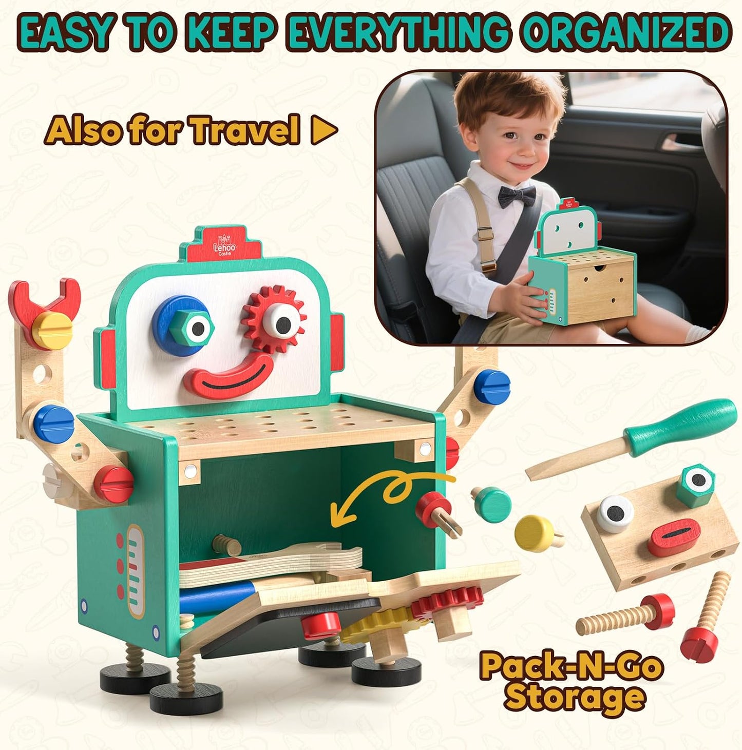 Lehoo Castle - Juego de herramientas para niños, robot Montessori d...
