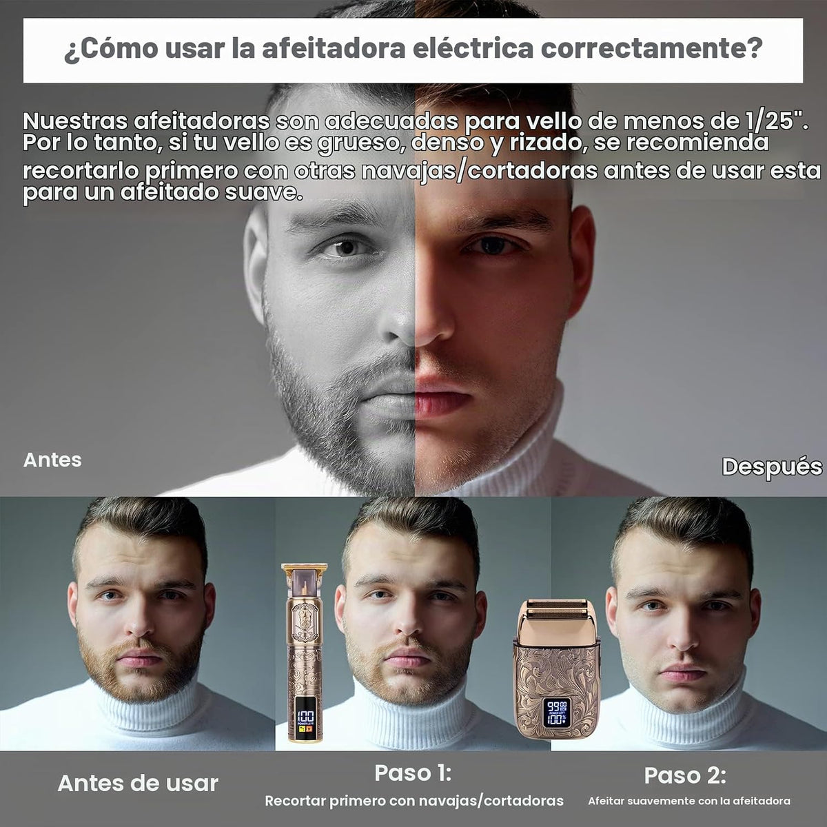 Ufree Maquinilla de afeitar eléctrica para hombres, recortadora de...