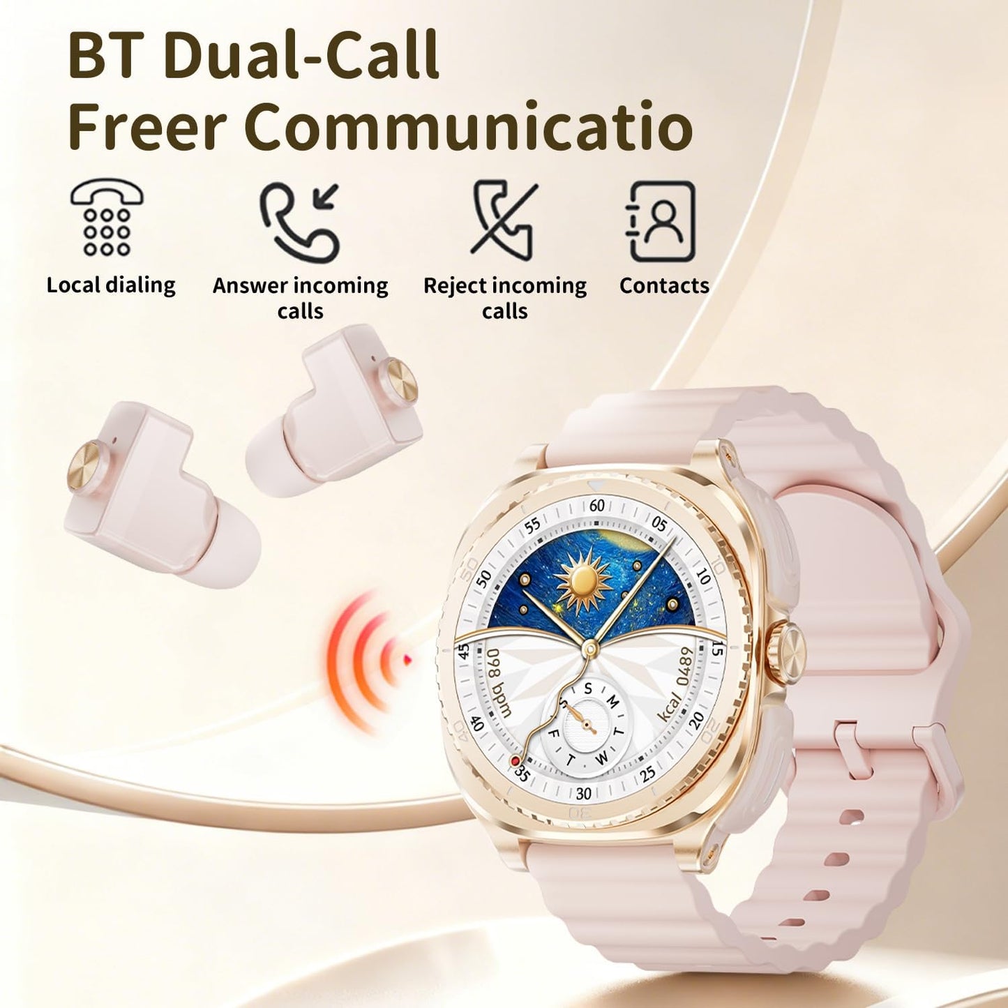 Reloj inteligente con auriculares para mujer, compatible con Androi...