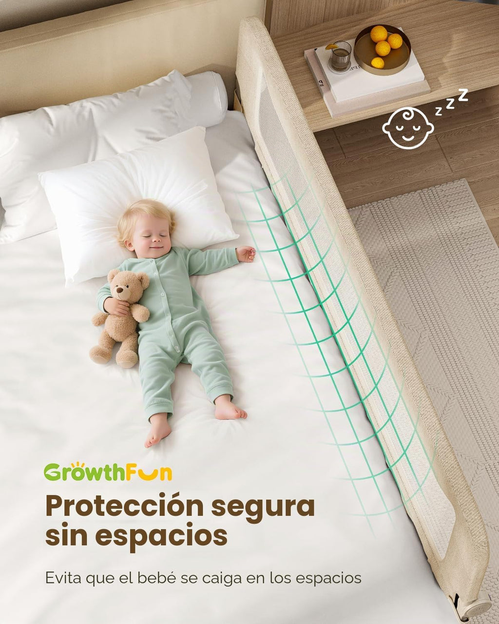 GrowthFun Riel de cama plegable para niños pequeños, marco y conect...