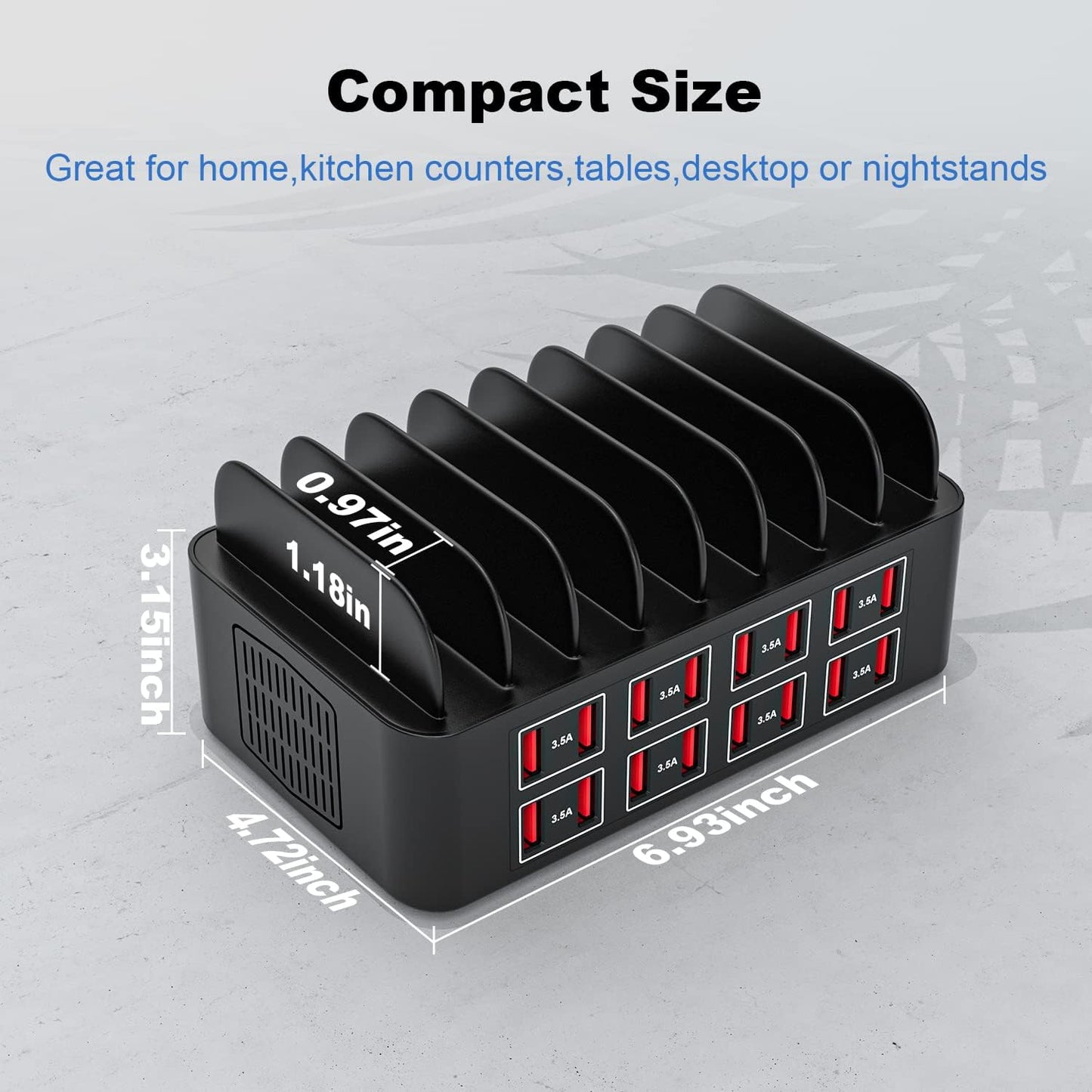 Estación de carga para múltiples dispositivos, estación de carga USB Cinlinso de 150 W/35 A, 16 puertos, organizador de cargador rápido para múltiples dispositivos, compatible con iPad, tableta, teléfono celular Kindle y otros dispositivos electrónicos