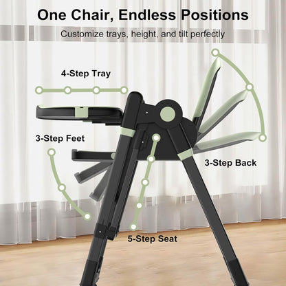 Silla alta plegable para bebés y niños pequeños, columpios portátil...
