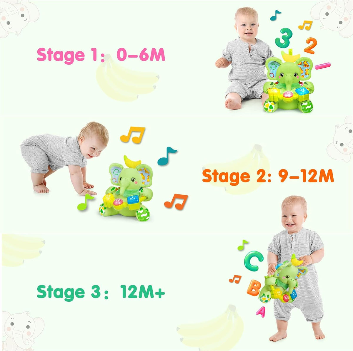 Ryotagift Juguetes de animales de peluche musicales bilingües para...