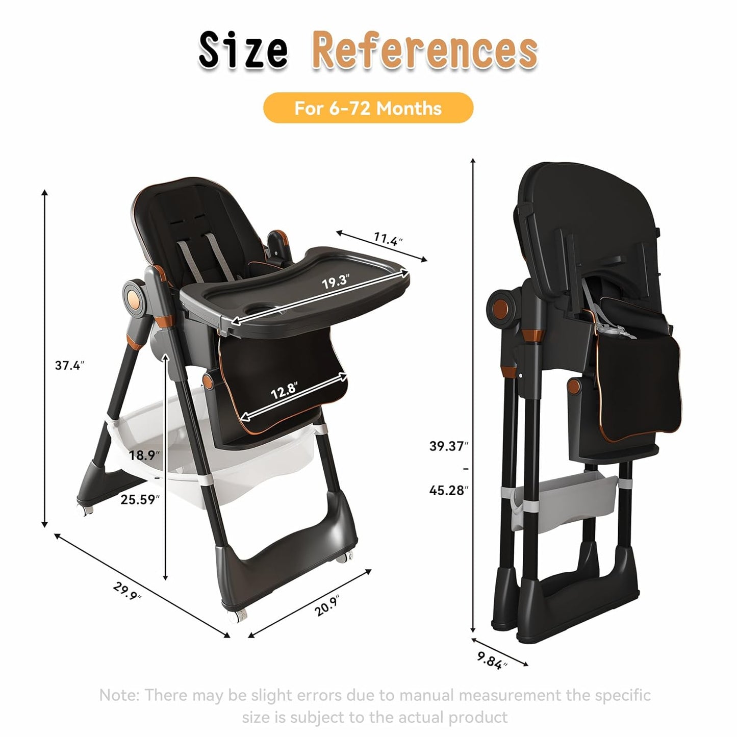 SmartEdge Silla Alta para Bebé con Ruedas, Sillas Altas Plegables 3...
