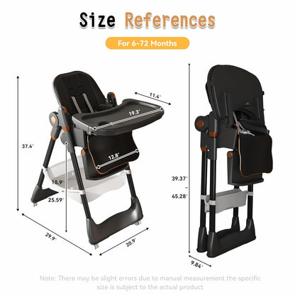 SmartEdge Silla Alta para Bebé con Ruedas, Sillas Altas Plegables 3...