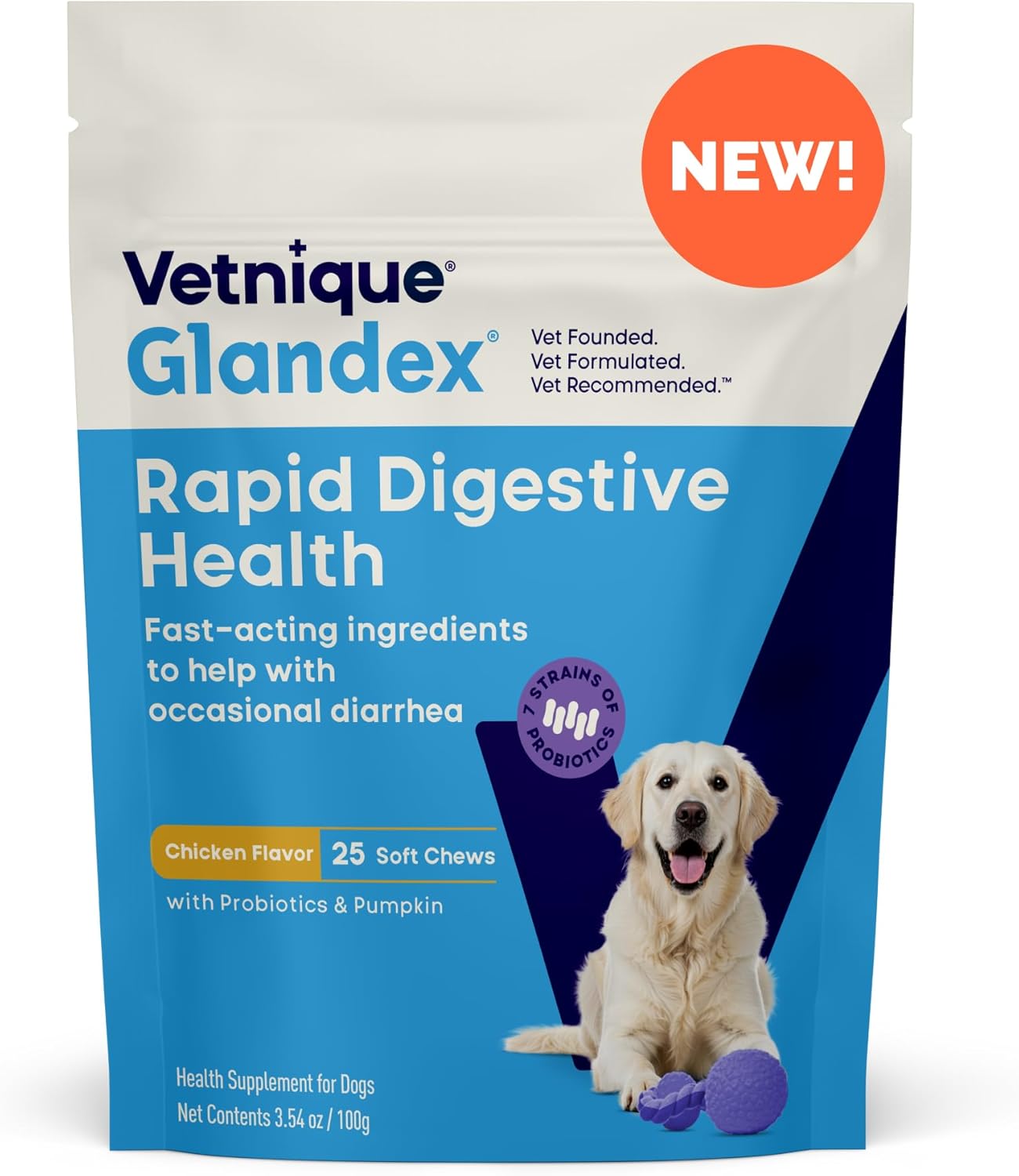 Vetnique Glandex - Probióticos diarios para perros con prebióticos...