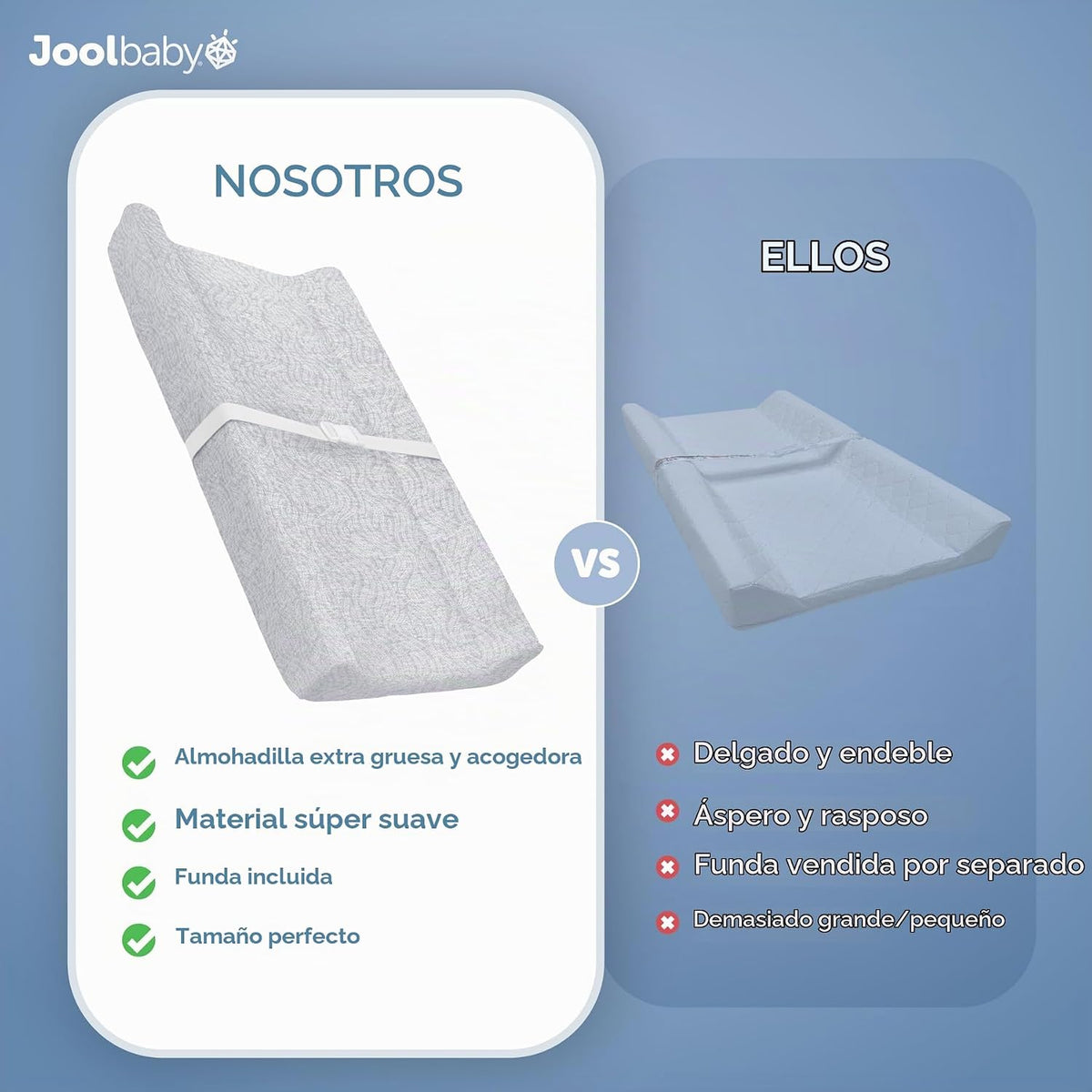 Jool Baby Cambiador suave + funda lavable (patrón de ondas, gris) |...