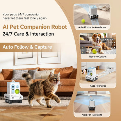 PICKFUN Pmate AI Pet Camera Robot Companion para perros y gatos, cá...