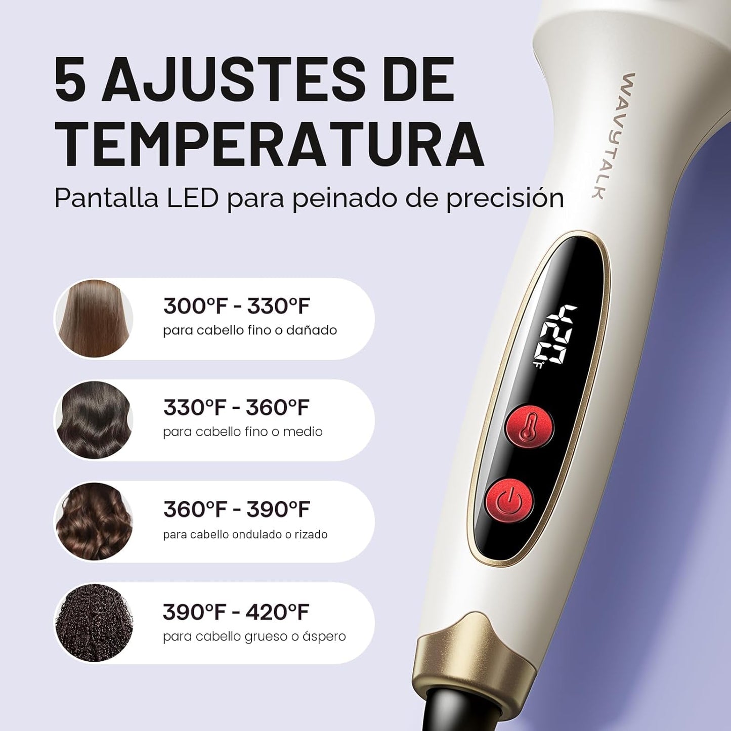 Wavytalk Cepillo térmico Blowout Boost, cepillo redondo calentado d...