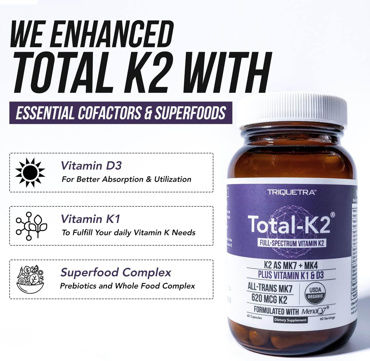 Total K2® | Vitamina K2 como MK7 y MK4 | Más K1 y Cofactor de Vitam...