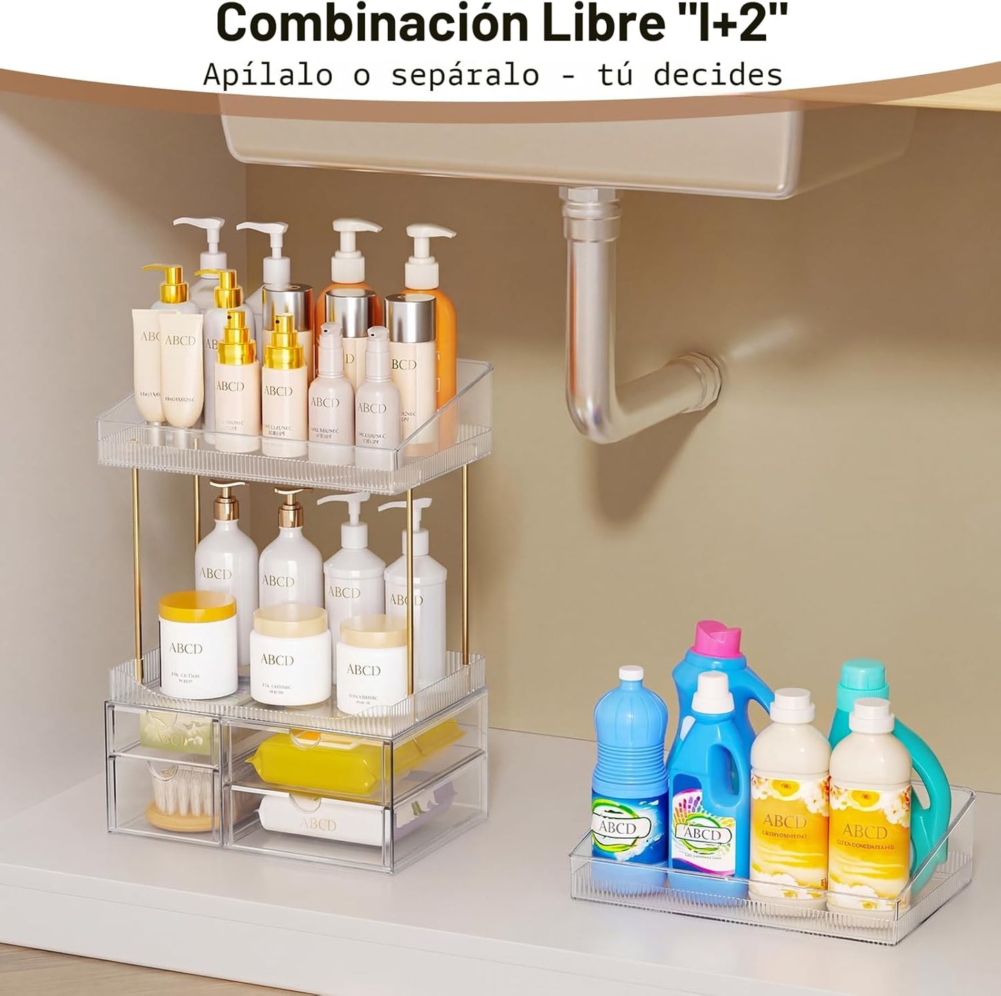 SNSLXH Organizador de maquillaje de 4 cajones, 4 niveles, organizad...