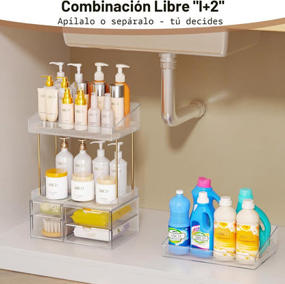 SNSLXH Organizador de maquillaje de 4 cajones, 4 niveles, organizad...