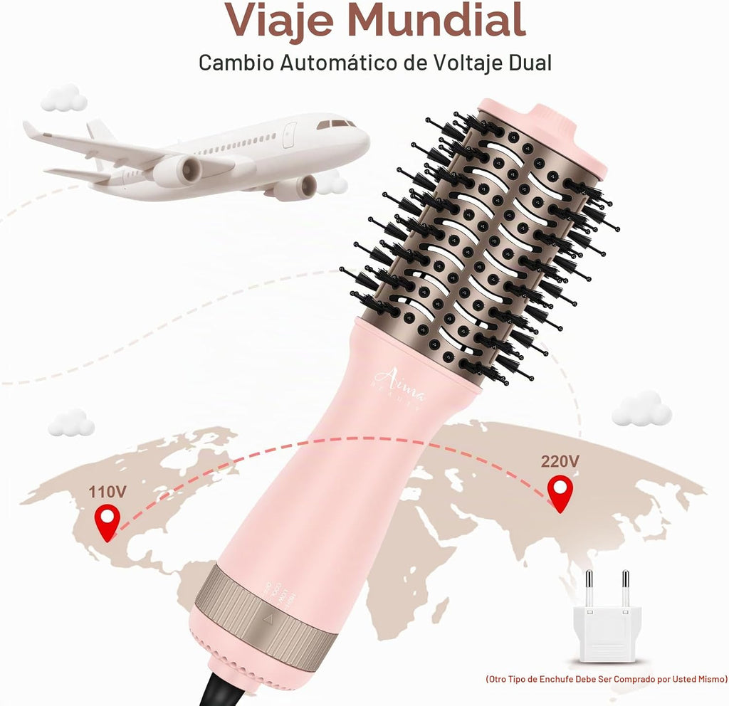 Aima Beauty Pequeño cepillo automático del secador de pelo del volt...