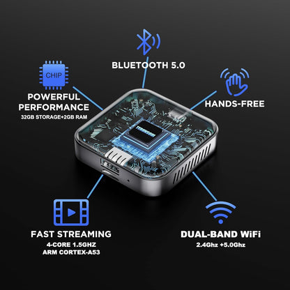 Adaptador Inalámbrico CarPlay y Android Auto 3 en 1, Plug & Play, Configuración Fácil, Compatible con Netflix, YouTube, Tarjeta TF y Más para Automóviles con CarPlay/Android Auto Cableado