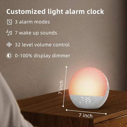 Reloj despertador Sunrise Máquina de ruido blanco: luz natural de d...