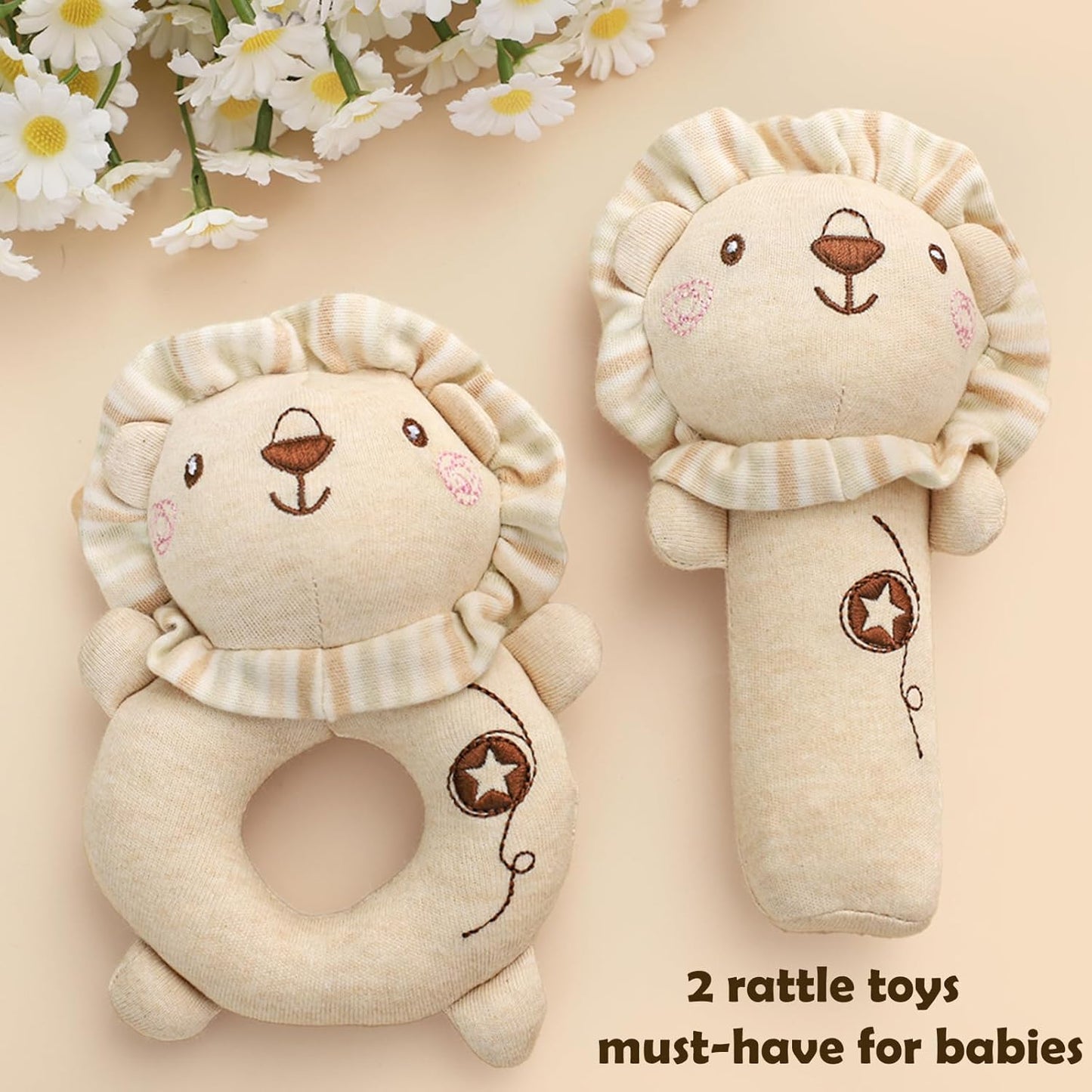 Golray 9 piezas Cestas de Regalo para Bebés Recién Nacidos para Niños y Niñas Baby Shower, 2 Sonajeros/Juguete Colgante de Asiento/Manta/Body/Babero/Calcetines 3D/Hito de Madera/Caja de Transporte