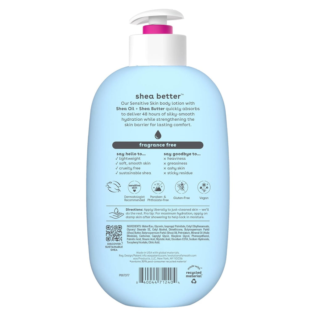 eos Shea Better - Loción corporal para piel sensible, cuidado de la...