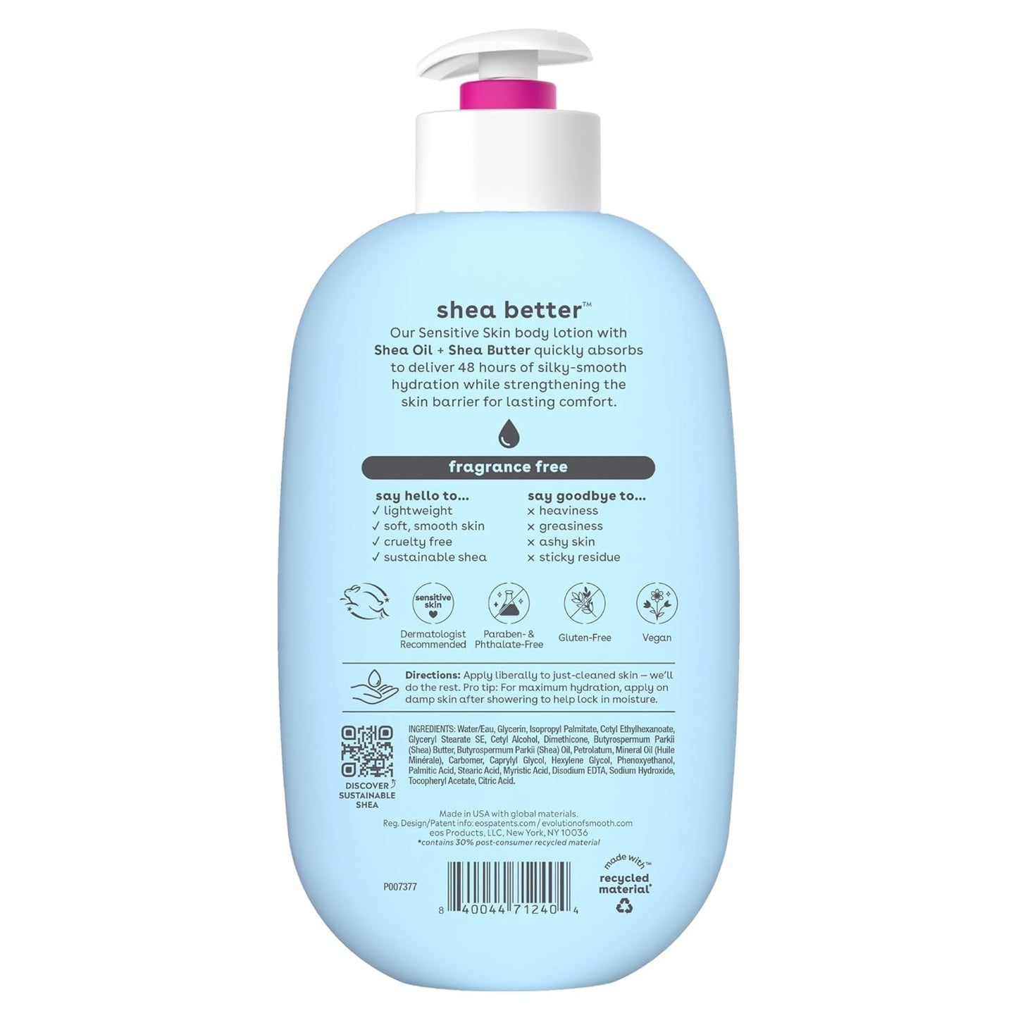 eos Shea Better - Loción corporal para piel sensible, cuidado de la...